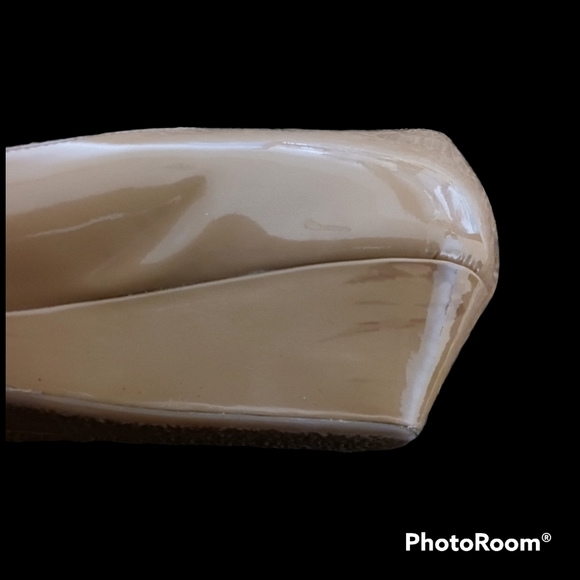 Kate Spade Beige/Caramel Leather Womens Theresa Open Toe Wedge Pumps Siz… - Picture 5 of 14